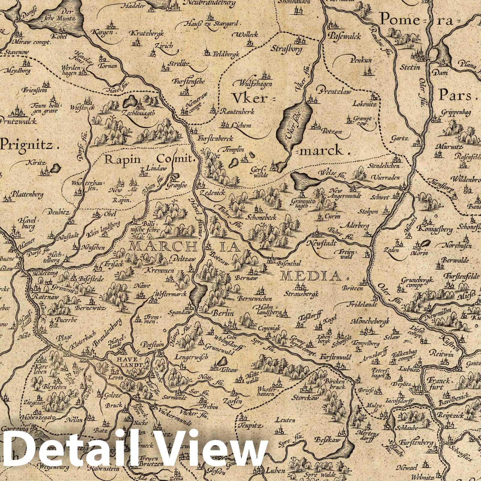 Brandenburg, 1588 - Historical Map Print from Ortelius Theatro Del Mondo