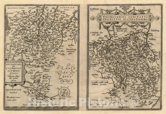 Historic Map : (65) Buchaviae (with) Waldeccensis, 1608 Atlas - Vintage Wall Art
