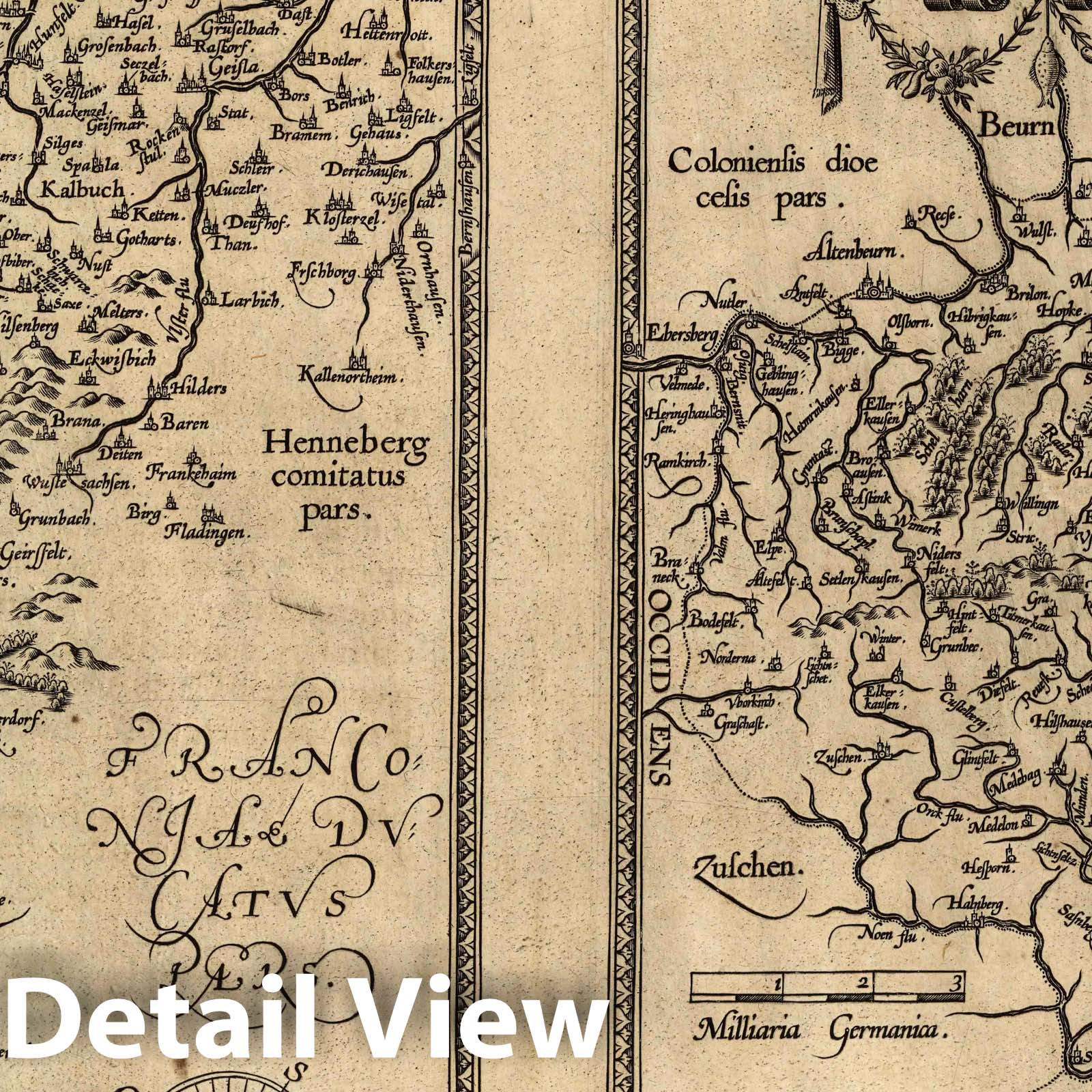 Buchau and Waldeck, Germany 1608 - Historical Map Print