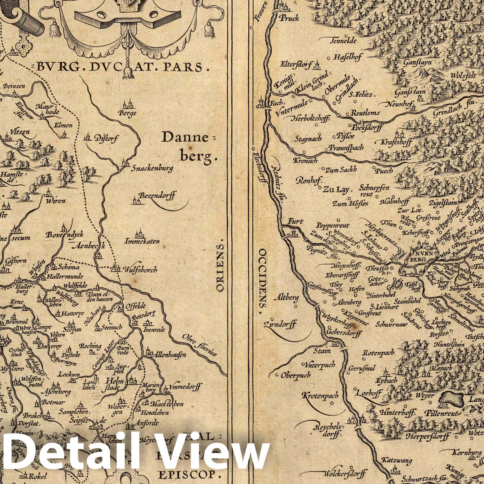 Duchy of Brunswick and Duchy of Luneburg, Germany 1608 - Historical Map Print