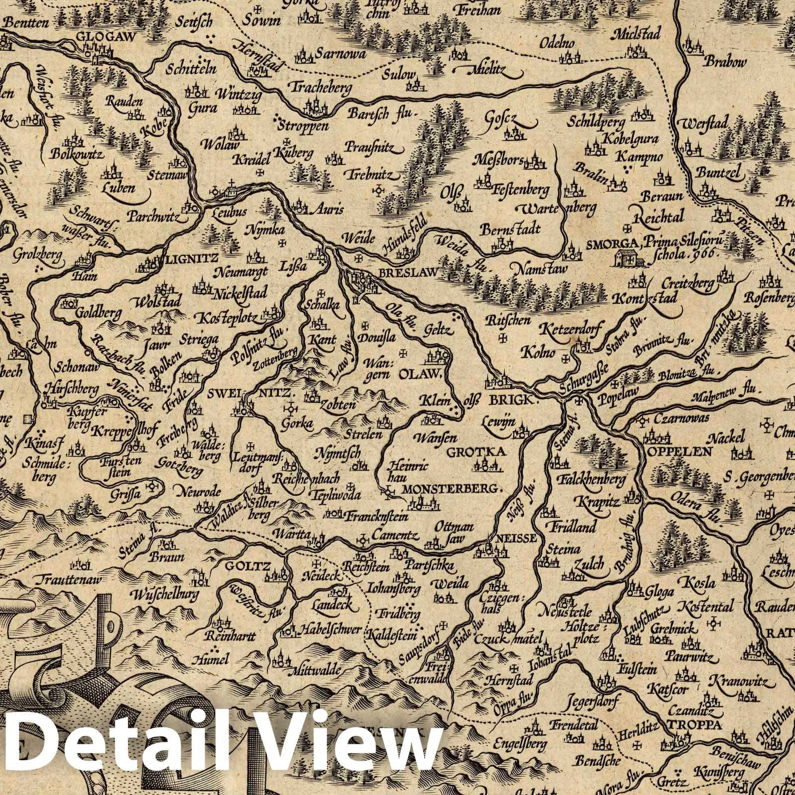 Silesia, 1608 - Historical Map Print from Ortelius Theatrum Del Mondo