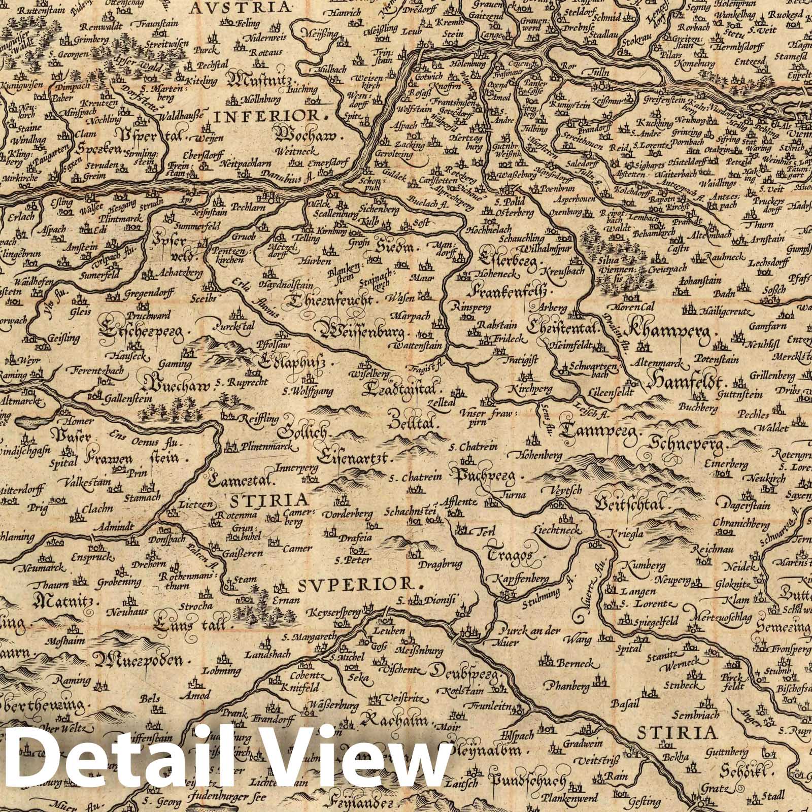 Historic Map : Austria, Austriae Descrip. per Wolfgangum Lazium, 1608 Atlas , Vintage Wall Art
