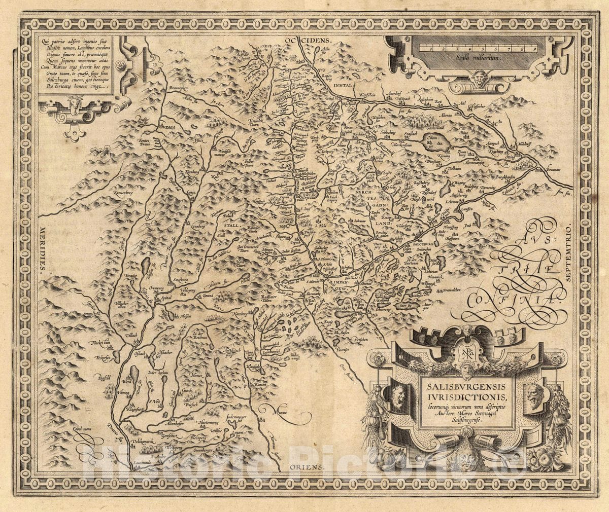 Historic Map : Salisburgensis Iurisdictionis, locorumq vicinorum Vera descriptio Auctore Marco Secznagel Salisburgense, 1608 Atlas - Vintage Wall Art