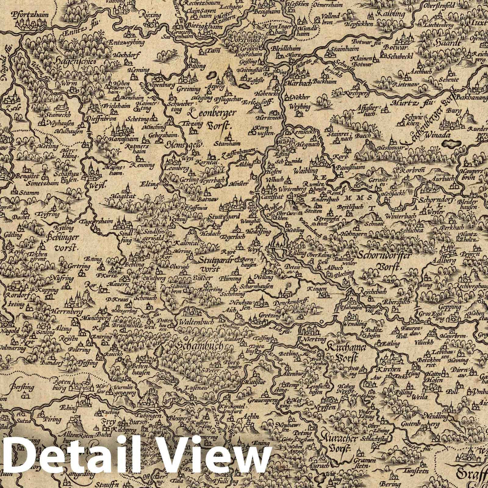 Historic Map : Germany, Wurttemberg , Germany Wirtenberg. Ducatus Accurata descriptio, 1579 , Vintage Wall Art