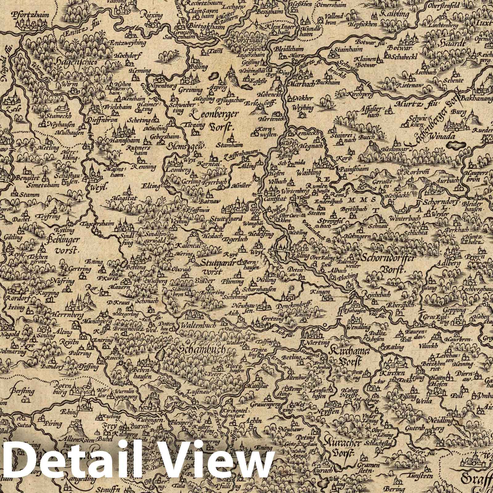 Wurttemberg, 1579 - Historical Map Print from Ortelius Theatro Del Mondo