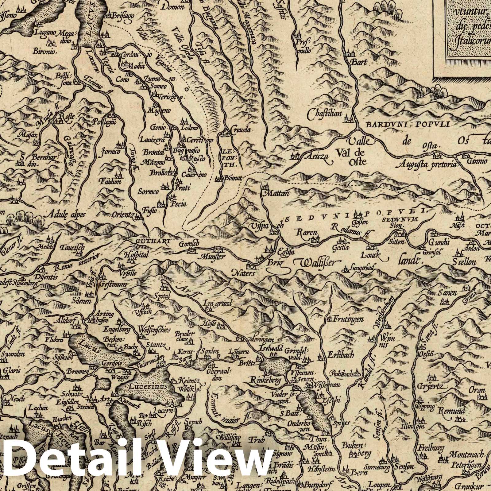 Switzerland 1608 Historical Map Print
