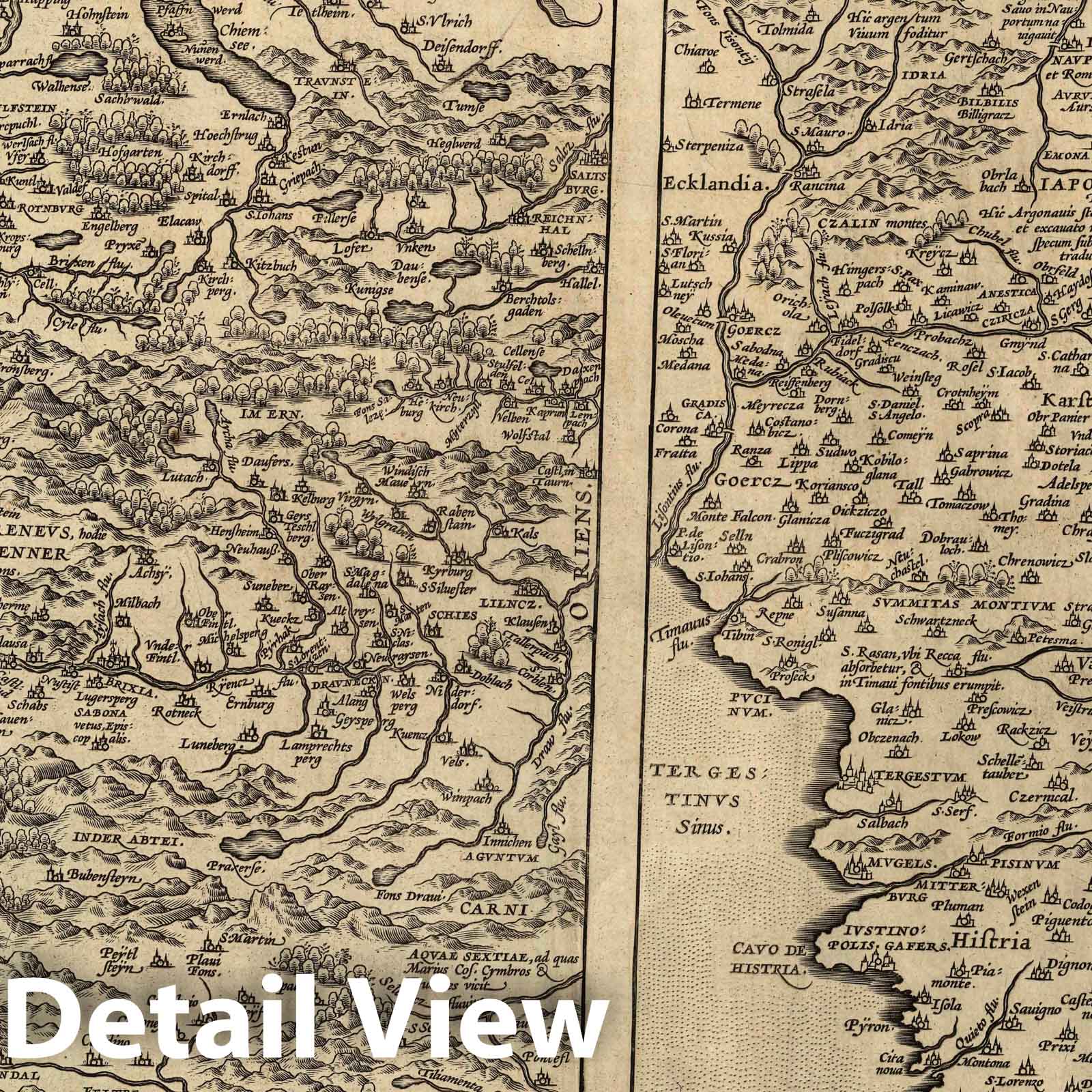 Tyrol, Goricia, Carniola, Histria 1608 - Historical Map Reproduction