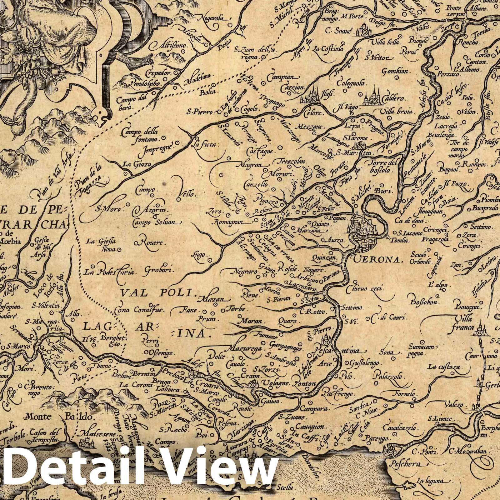 Verona, Italy - Territory Map, 1579 - Historical Map Print