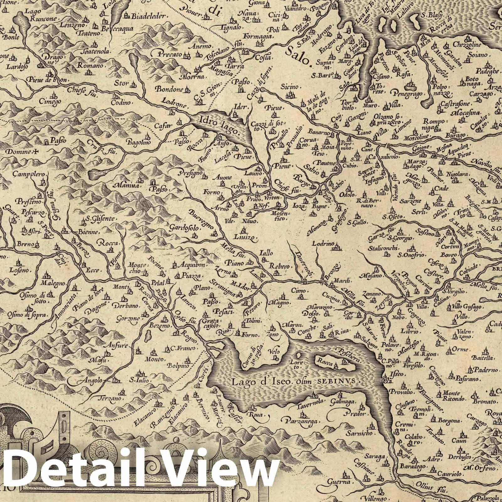 Brescia Region, Italy 1590 - Historical Map Print from Ortelius Theatrum Mundi