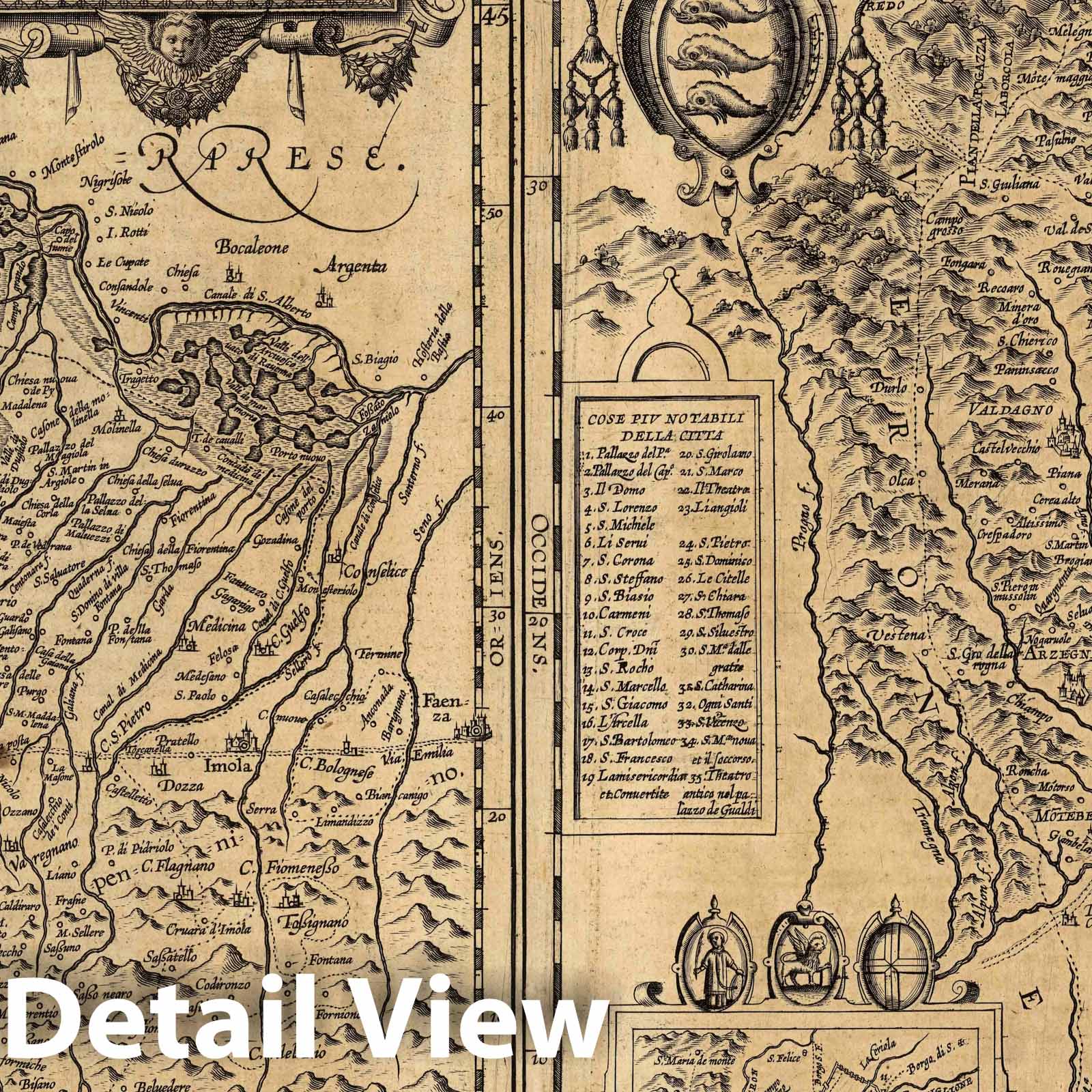 Bononiense Territorium & Vicentini 1608 Historical Map Print