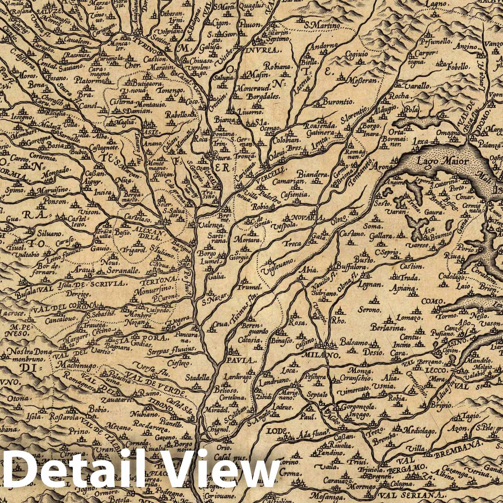 Duchy of Milan, 1608 - Historical Map Print from Ortelius Atlas
