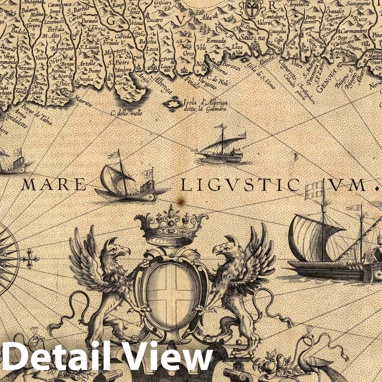Genoa and Liguria, Italy 1608 - Historical Map Reproduction