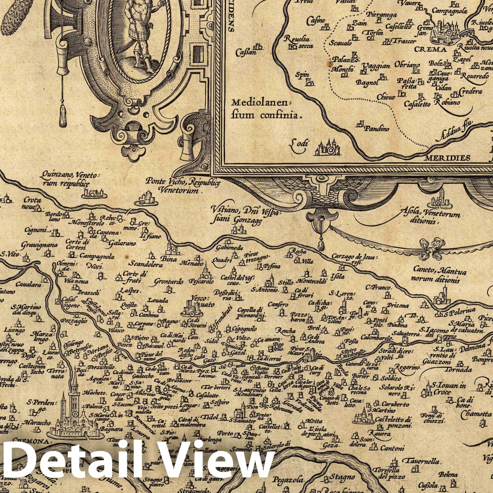 Cremona Region, Italy 1579 Historical Map Print