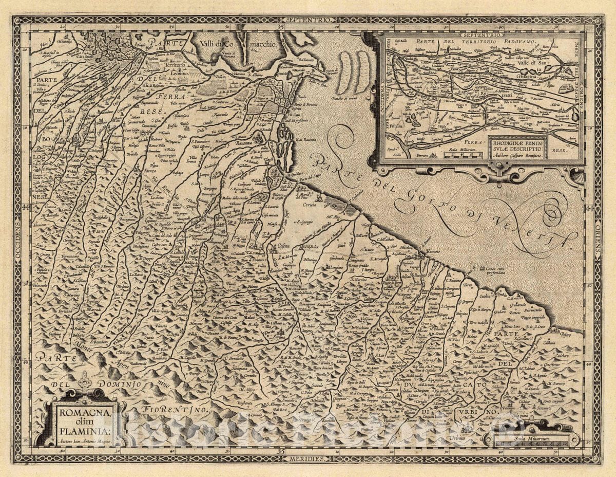 Romagna, Italy 1608 - Historical Map Print from Ortelius Atlas