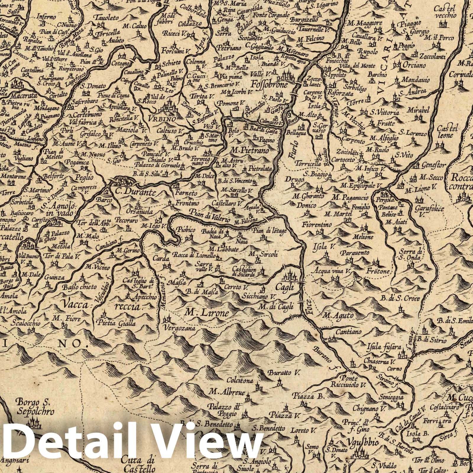 Duchy of Urbino, Italy 1606 Historical Map Print