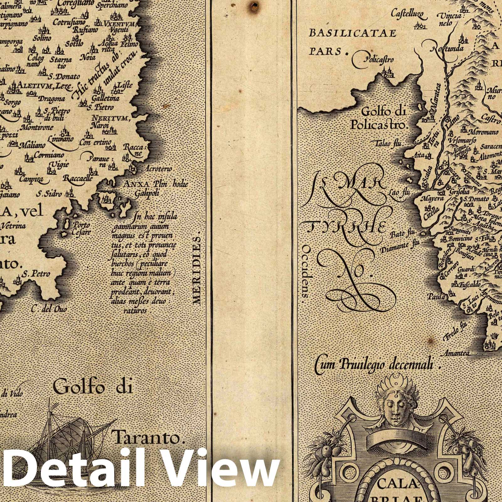 Apulia and Calabria, Italy, 1608 - Ortelius Theatrum Orbis Terrarum Map