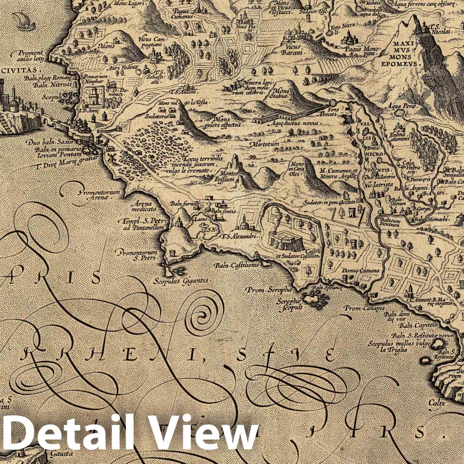 Ischia, Italy 1608 - Historical Map Print from Ortelius Theatro Del Mondo