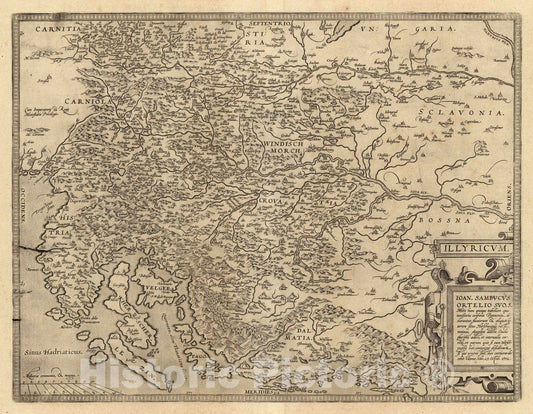Historic Map : Bosnia and Herzegovina, Illyricum. 1608, Vintage Wall Art