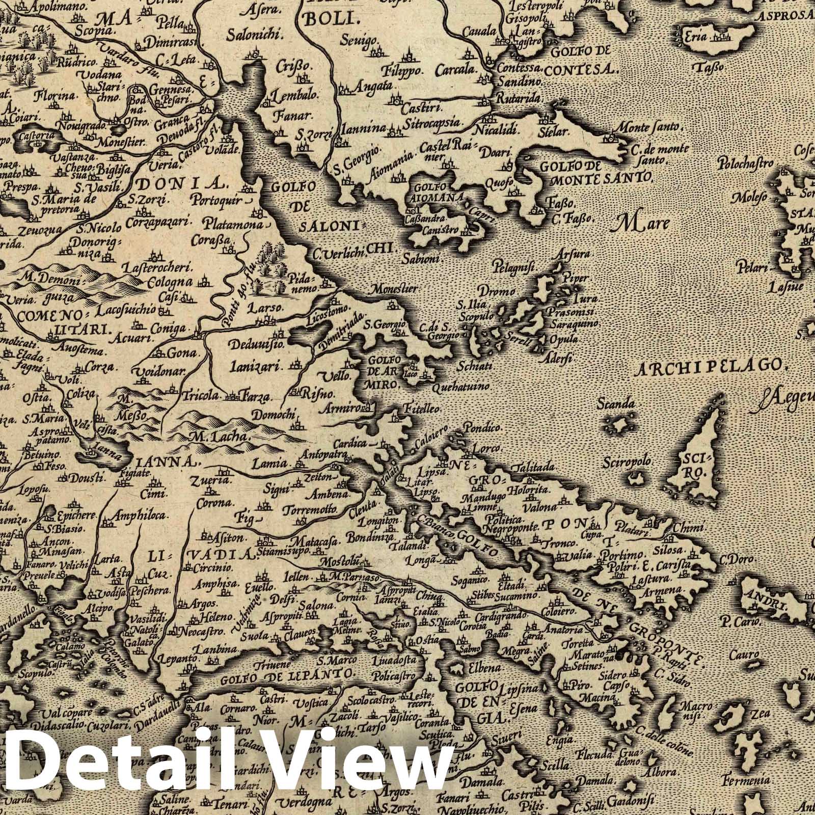 Greece, 1608 - Historical Map Print from Ortelius Theatrum
