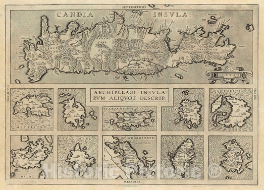 Historic Map : Crete, (105) Candia (with) Archipelagi Insularum, 1608 Atlas , Vintage Wall Art