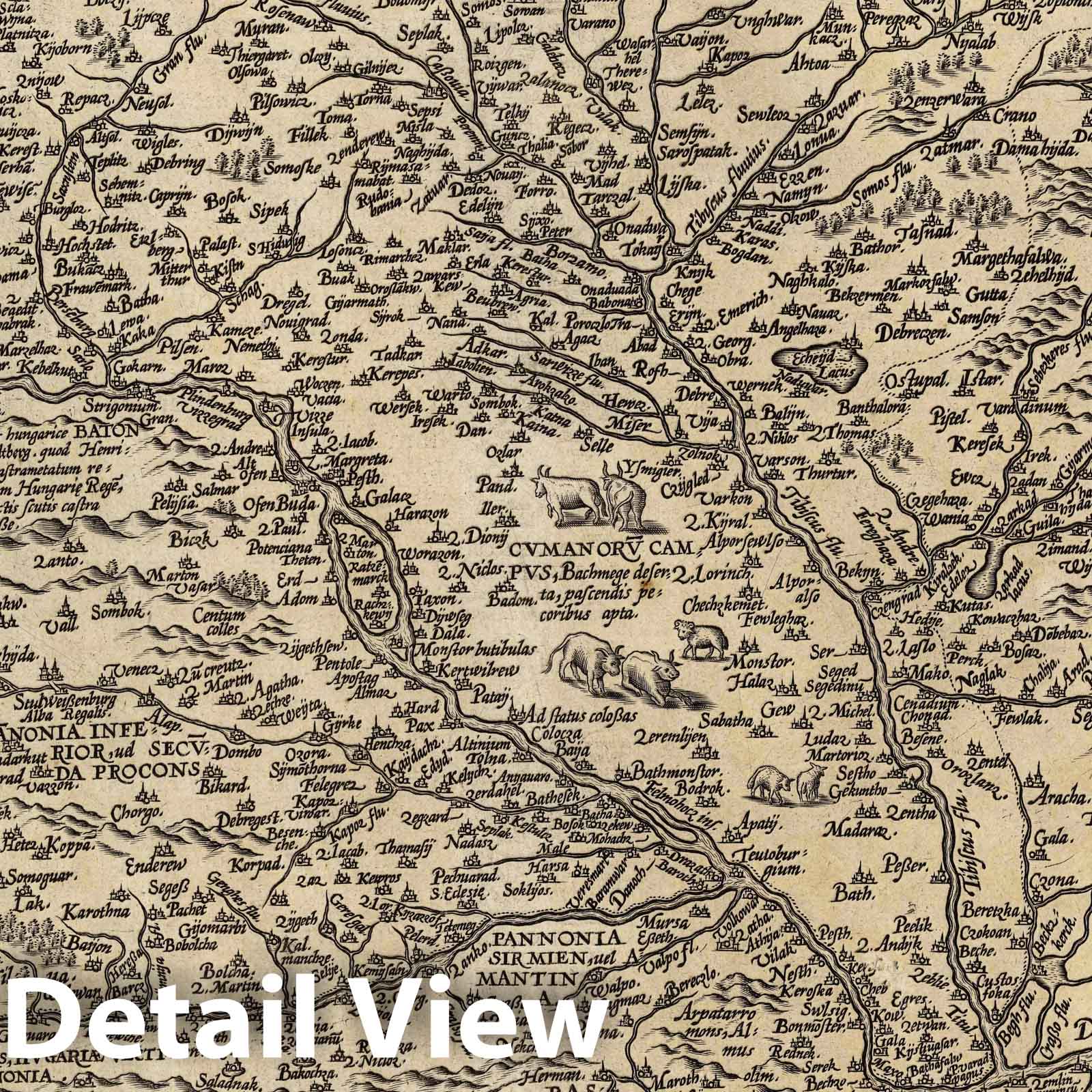 Hungary, 1608 - Historical Map Print from Ortelius Theatro Del Mondo