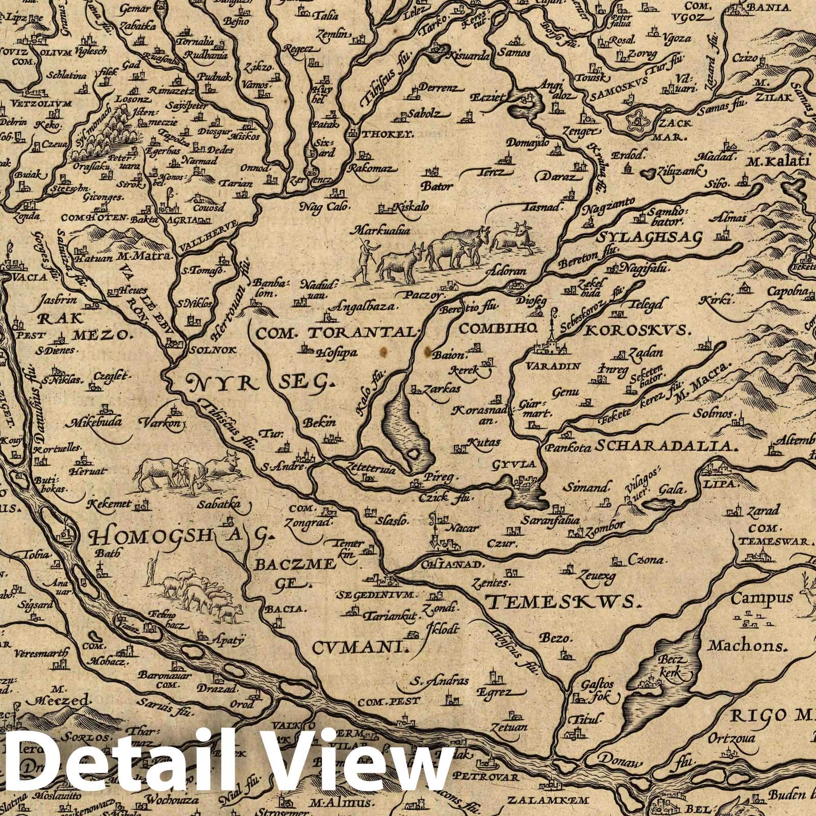 Hungary, Bulgaria, Austria 1608 - Historical Map Print from Ortelius Theatrum