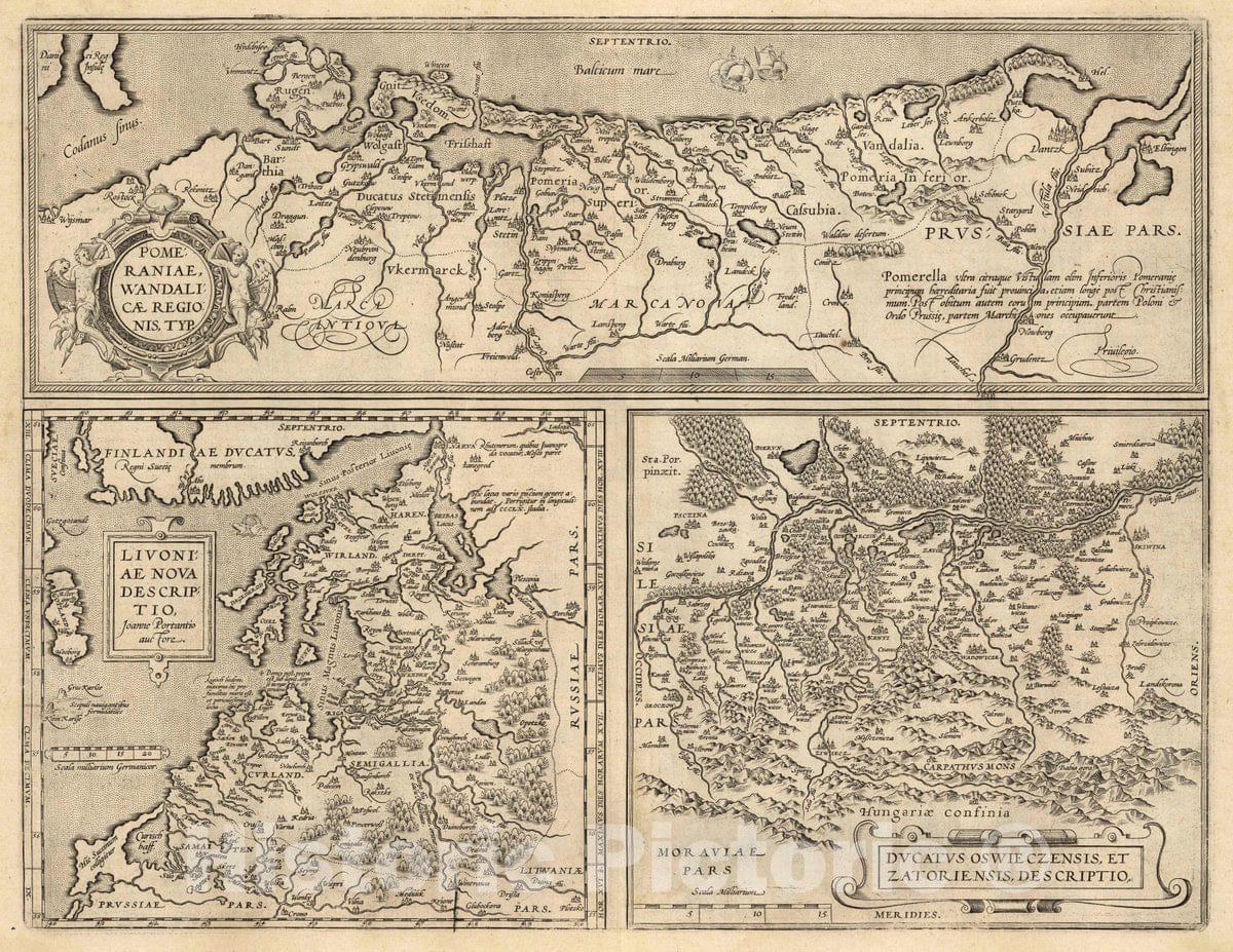 Historic Map : (112) Pomeraniae (with) Livoniae (with) Oswieczensis, 1608 Atlas - Vintage Wall Art