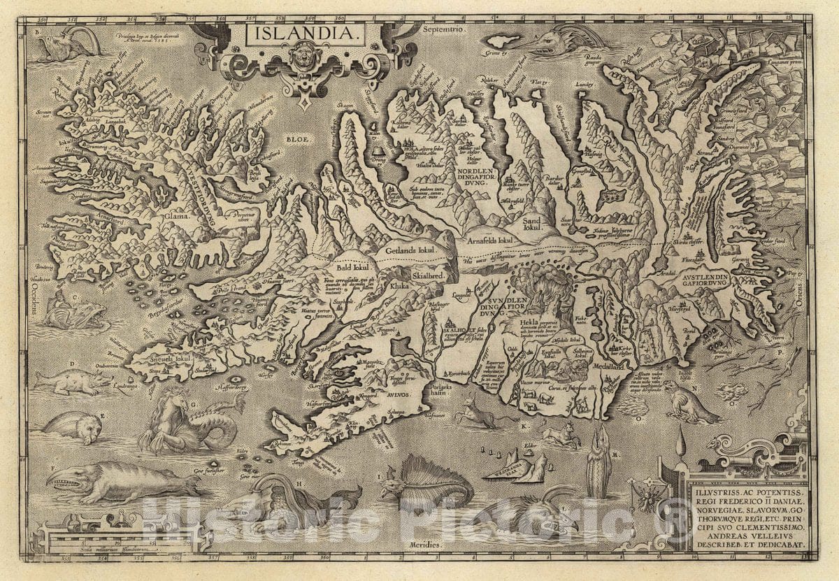Iceland, 1608 - Historical Map Print from Ortelius Atlas