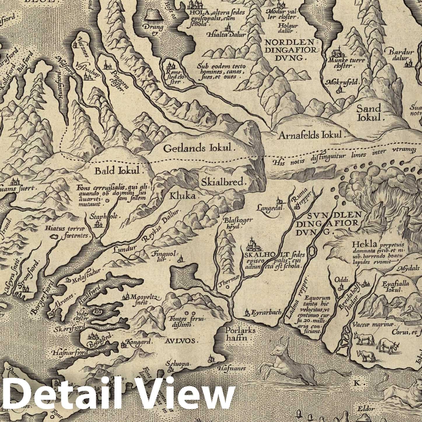 Iceland, 1608 - Historical Map Print from Ortelius Atlas