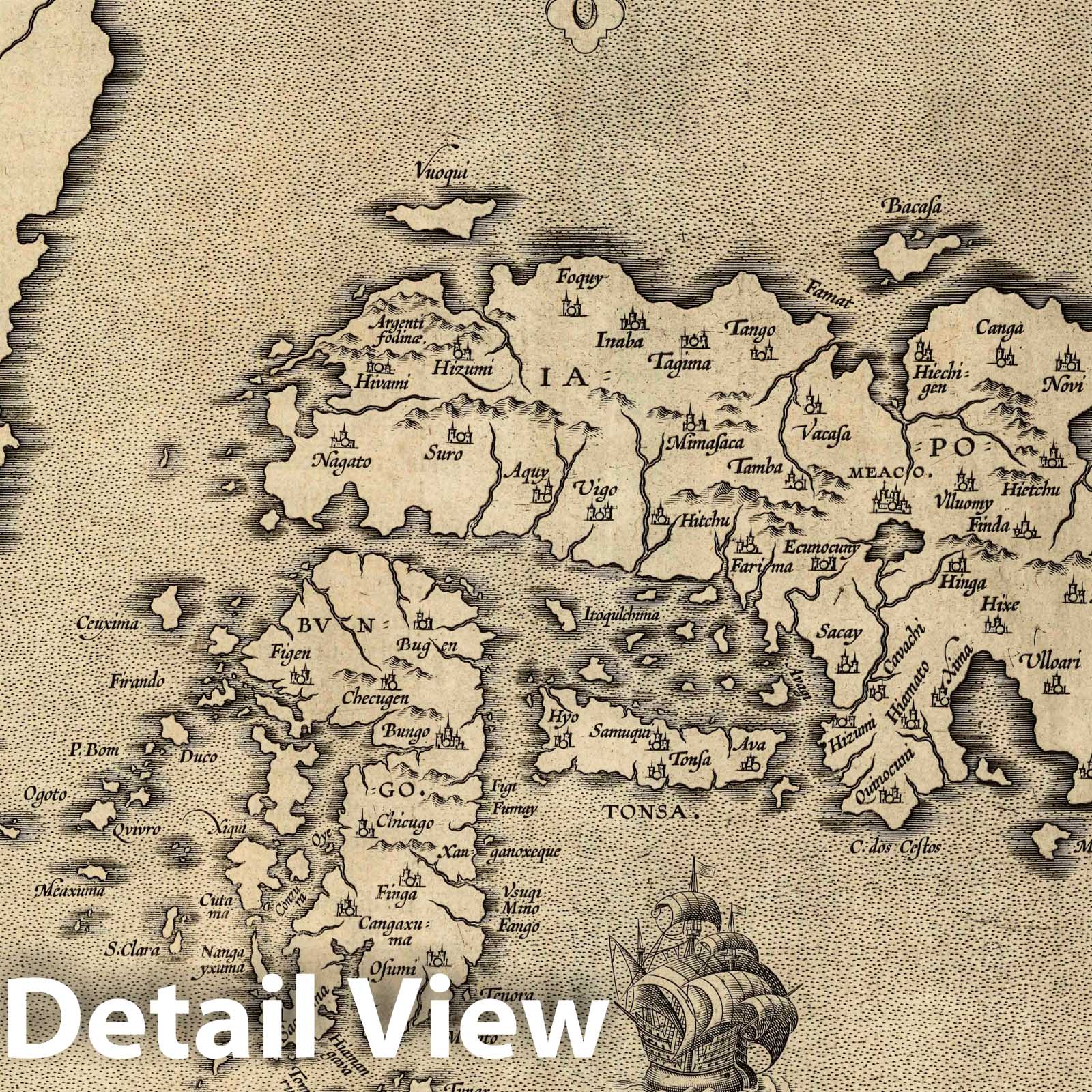 Japan, 1608 - Historical Map Print from Ortelius Theatro Del Mondo