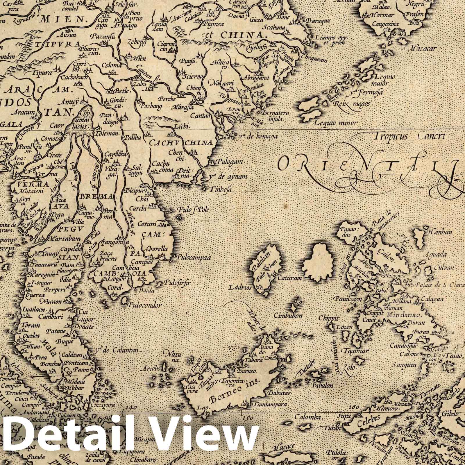 East Indies, India, Indonesia, China, Japan, and Southeast Asia, 1608 - Historical Map Print