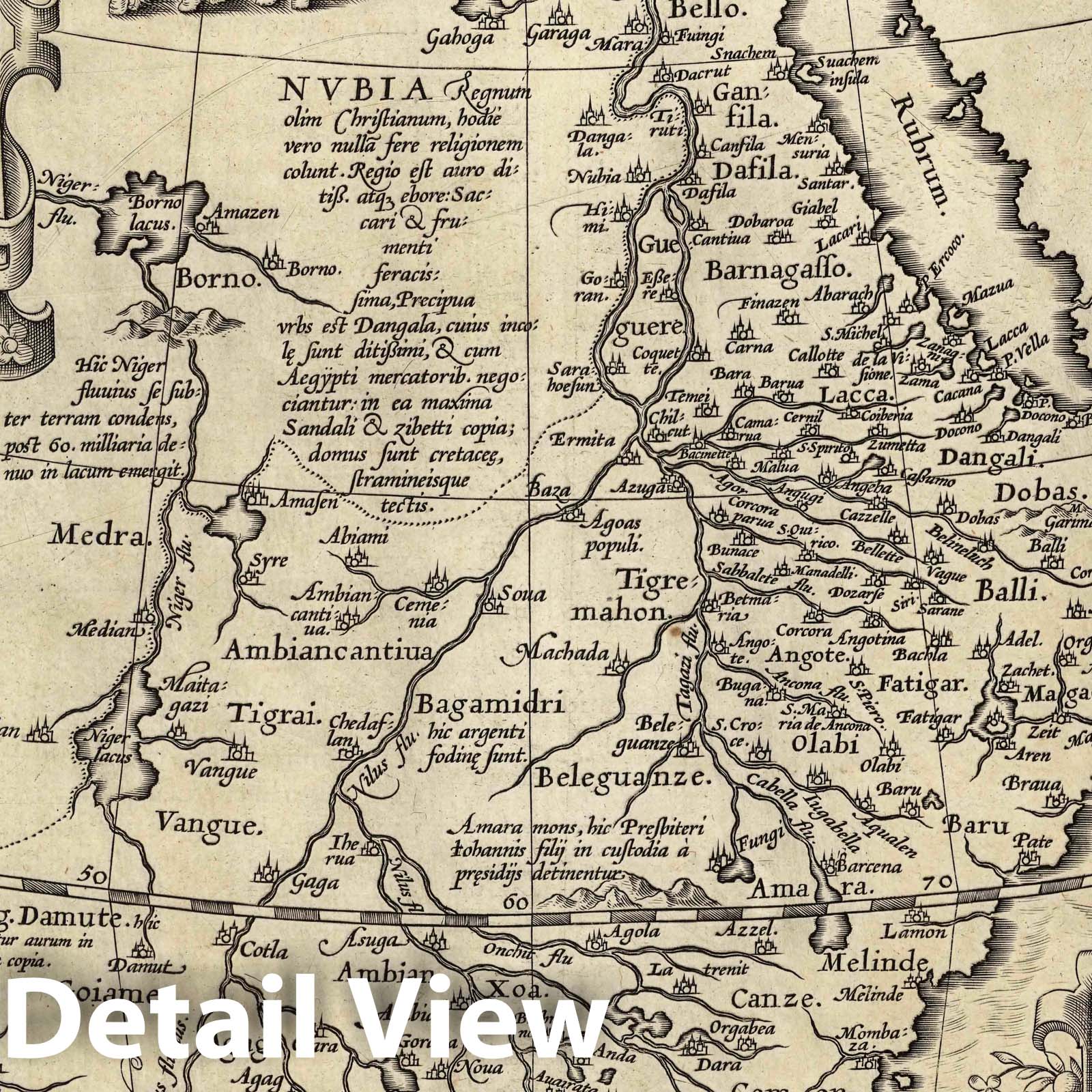 Ethiopia, 1608 - Historical Map Print from Ortelius Theatro Del Mondo