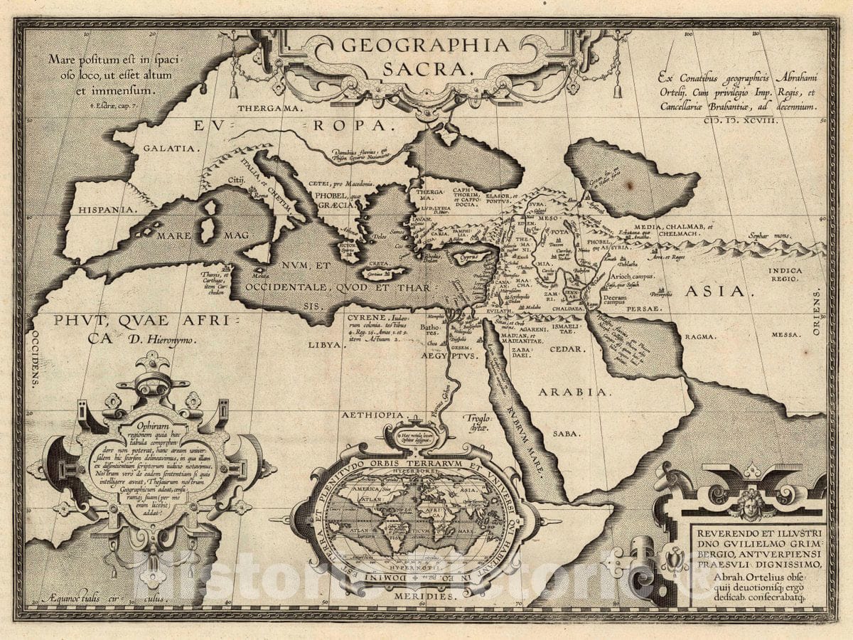 Historic Map : Geographia Sacra. Ex Conatibus geographicis Abrahami Ortelij, Cum priuilegio Imp. Regis, et Cancellaria Brabantia, ad decennium. mdxcviii, 1598 AtlasVintage Wall Art
