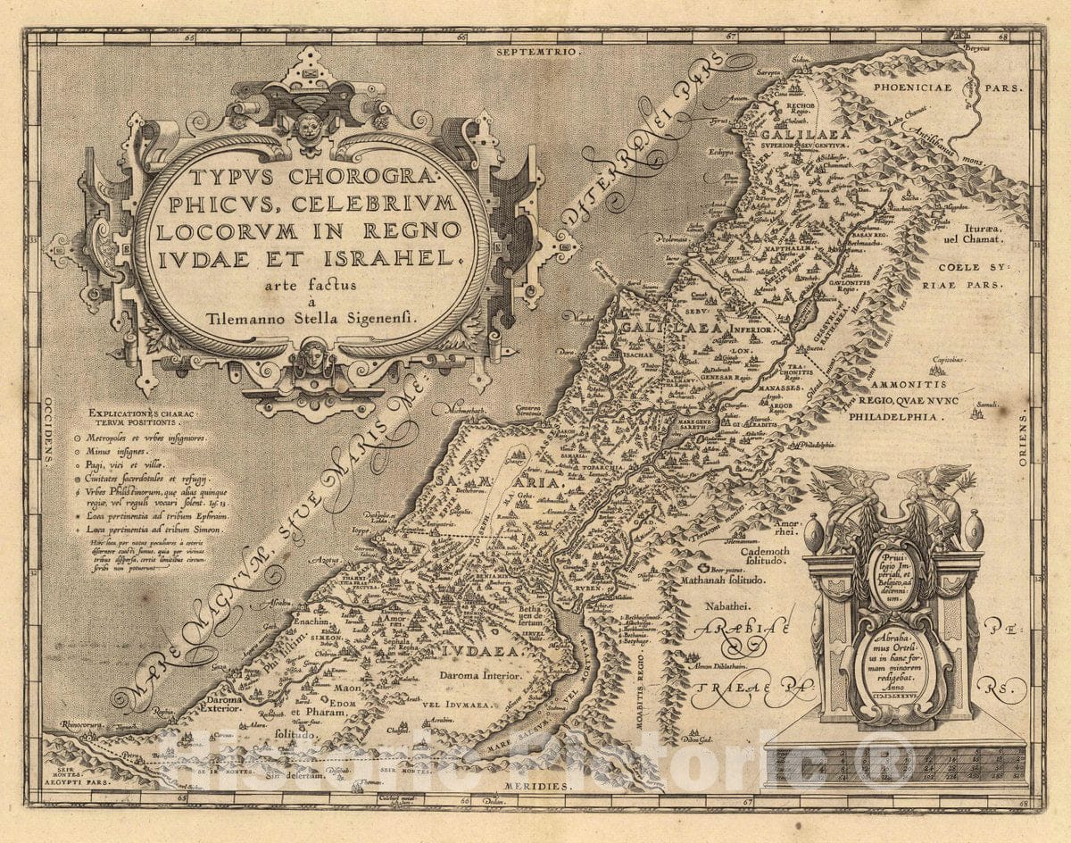 Historic Map : Palestine, Typus Chorographicus, Celebrium Locorum In Regno. Privilegio Imperiali, et Belgico, ad dece, 1586 , Vintage Wall Art
