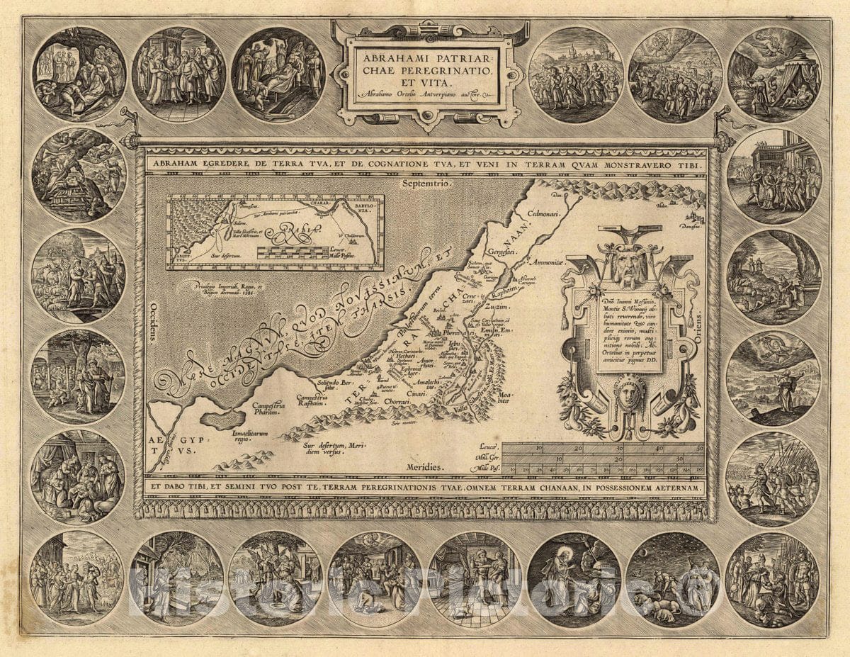 Historic Map : Palestine, (v) Abrahami Patriarchae Peregrinatio, Et Vita, 1586 Atlas , Vintage Wall Art