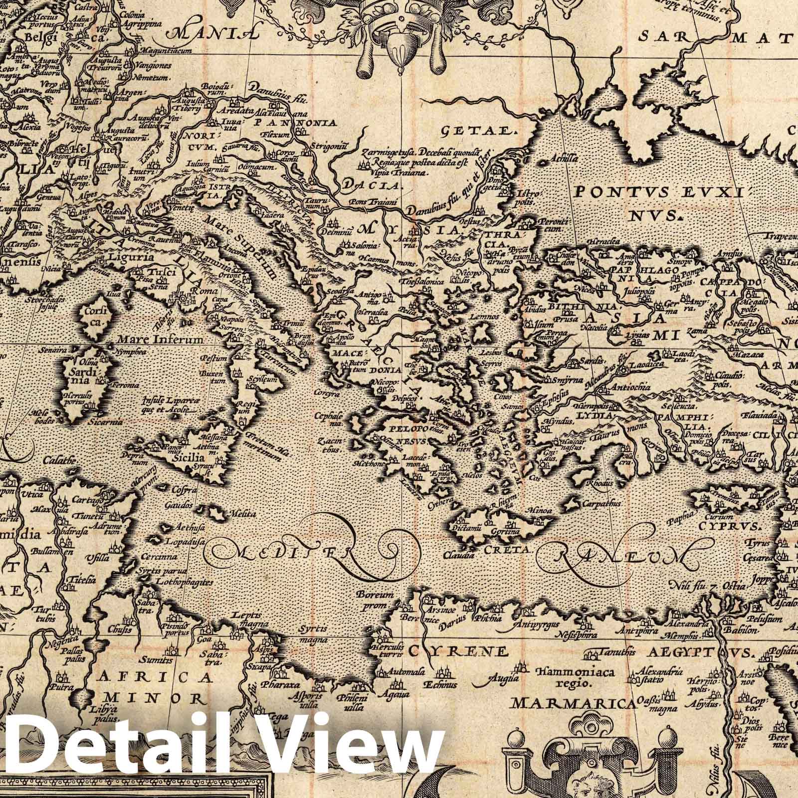 Roman Empire, 1608 - Historical Map Print from Ortelius Theatrum Mundi