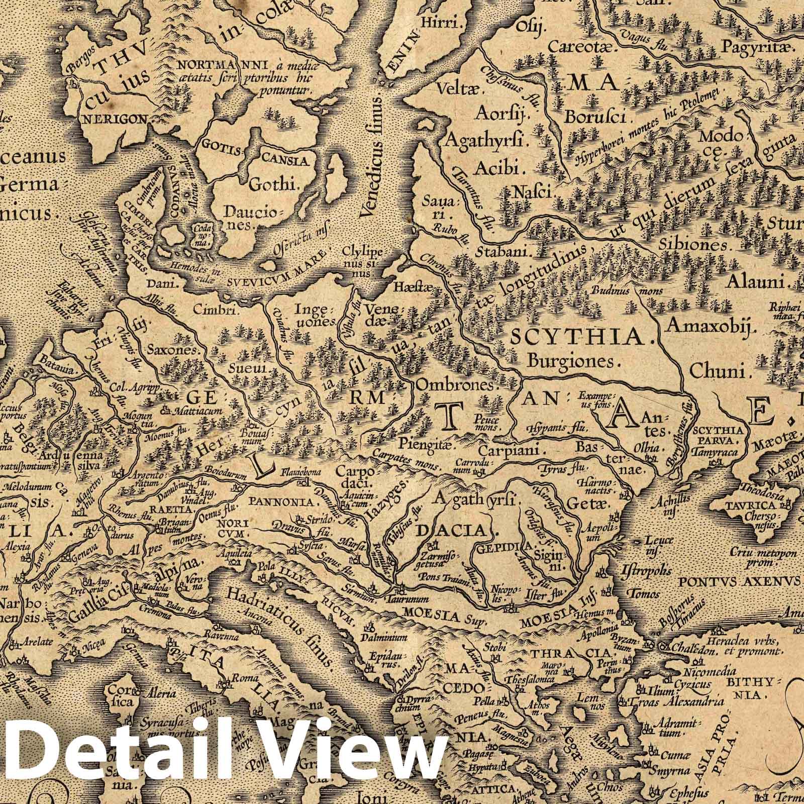Ancient Europe, 1608 - Ortelius Historical Map Print