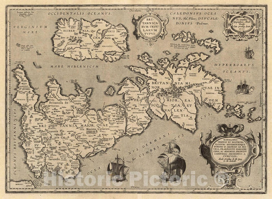 Historic Wall Map : United Kingdom, (ix) Britannicarum Insularum, 1595 Atlas , Vintage Wall Art