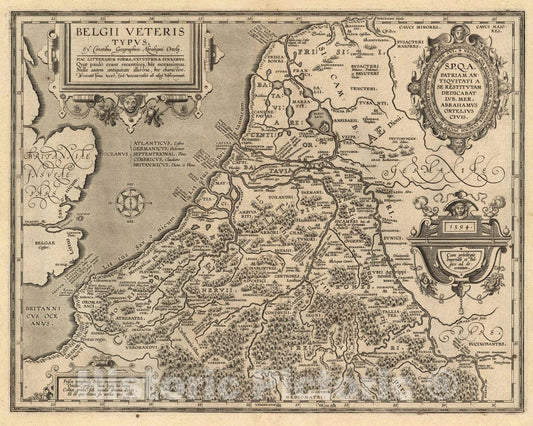 Historic Map : Belgium, (xiiii) Belgii Veteris Typus, 1594 Atlas , Vintage Wall Art