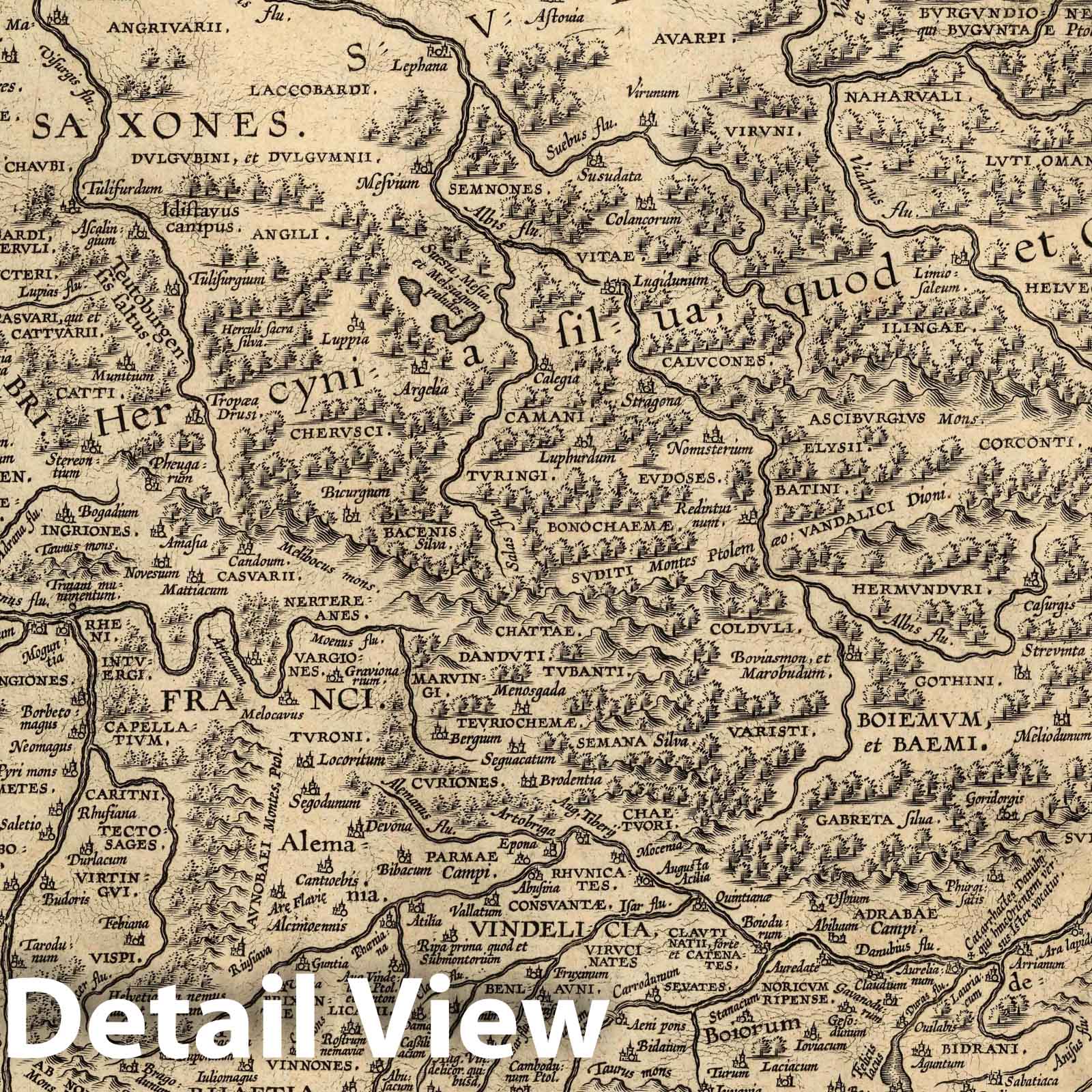 Ancient Germany, 1587 - Historical Map Print