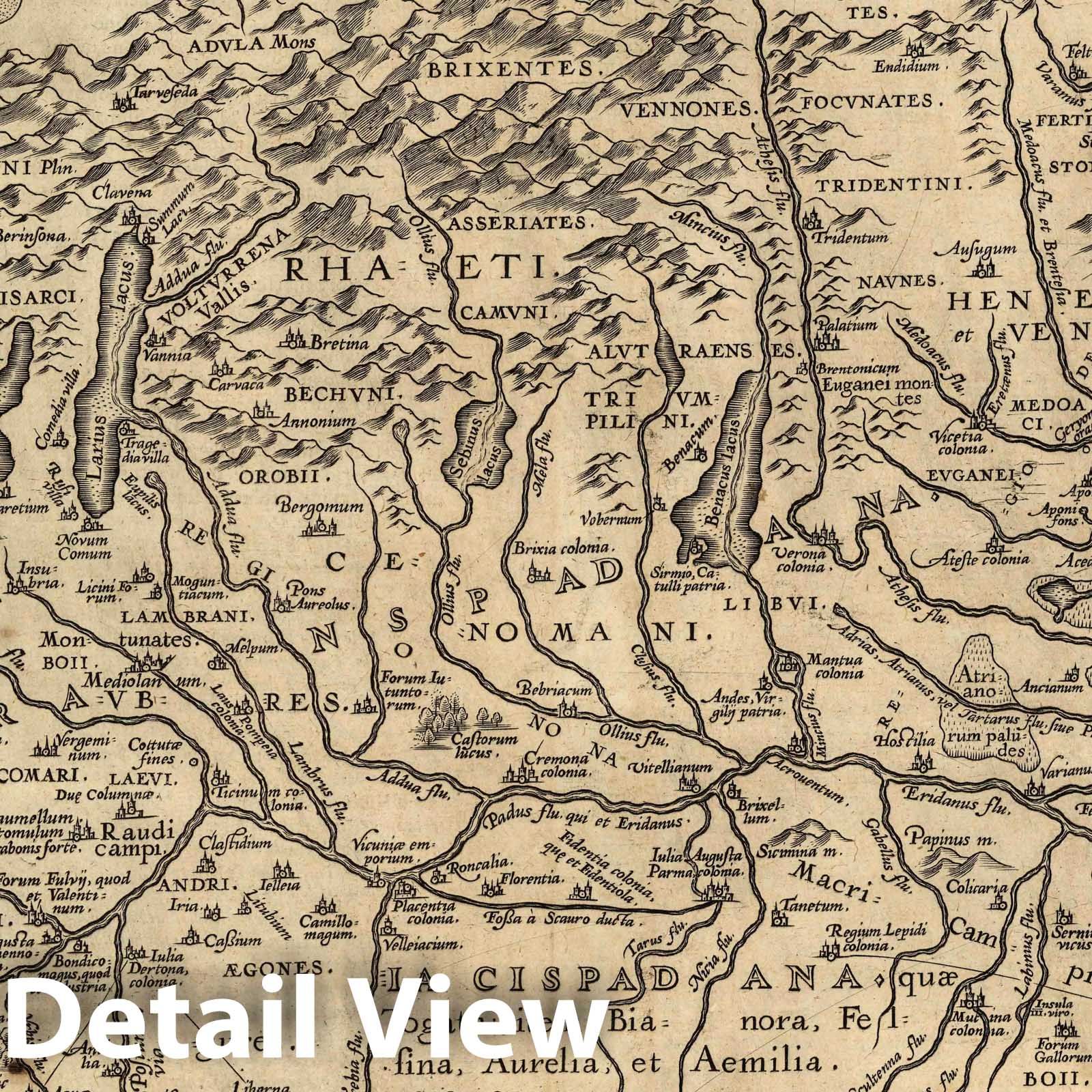 Cisalpine Gaul and Northern Italy, 1608 - Historical Map Print
