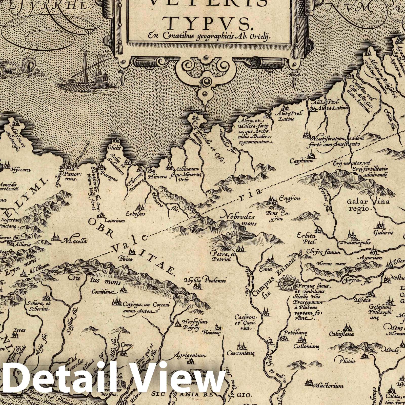 Ancient Sicily, 1584 - Historical Map Print