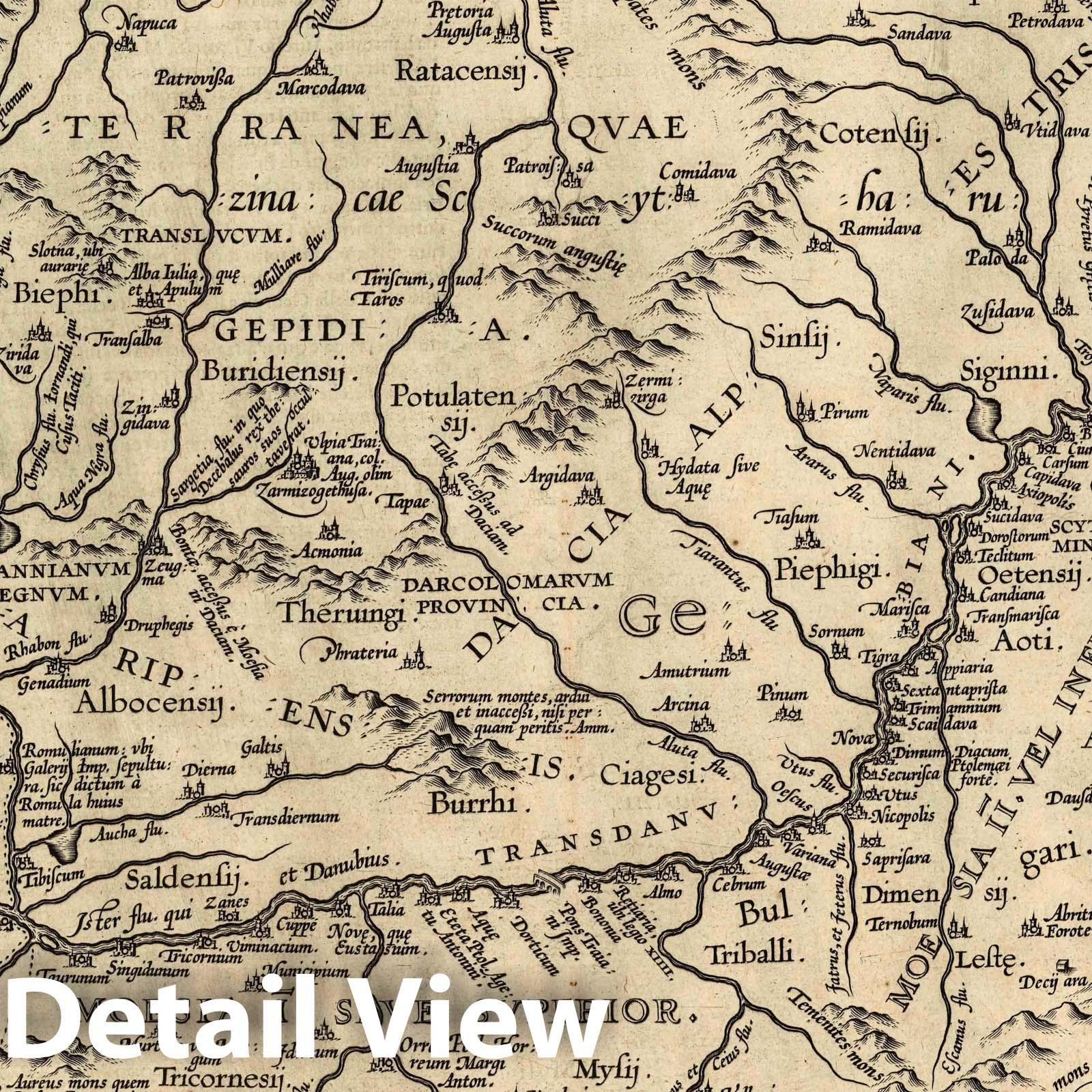 Dacia and Moesia, 1595 - Historical Map Print