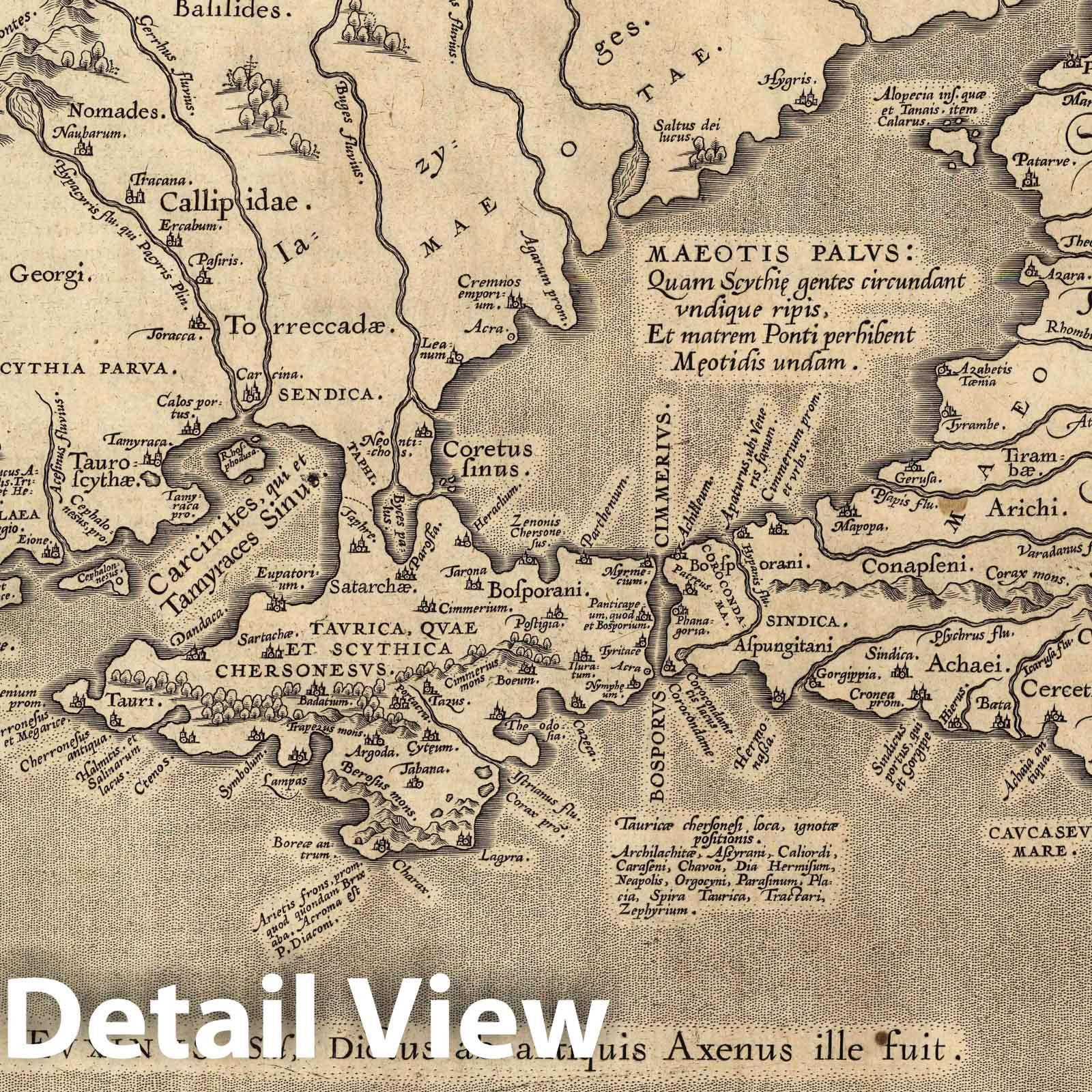Ancient Black Sea and Pontus Euxinus, 1590 - Historical Map Print