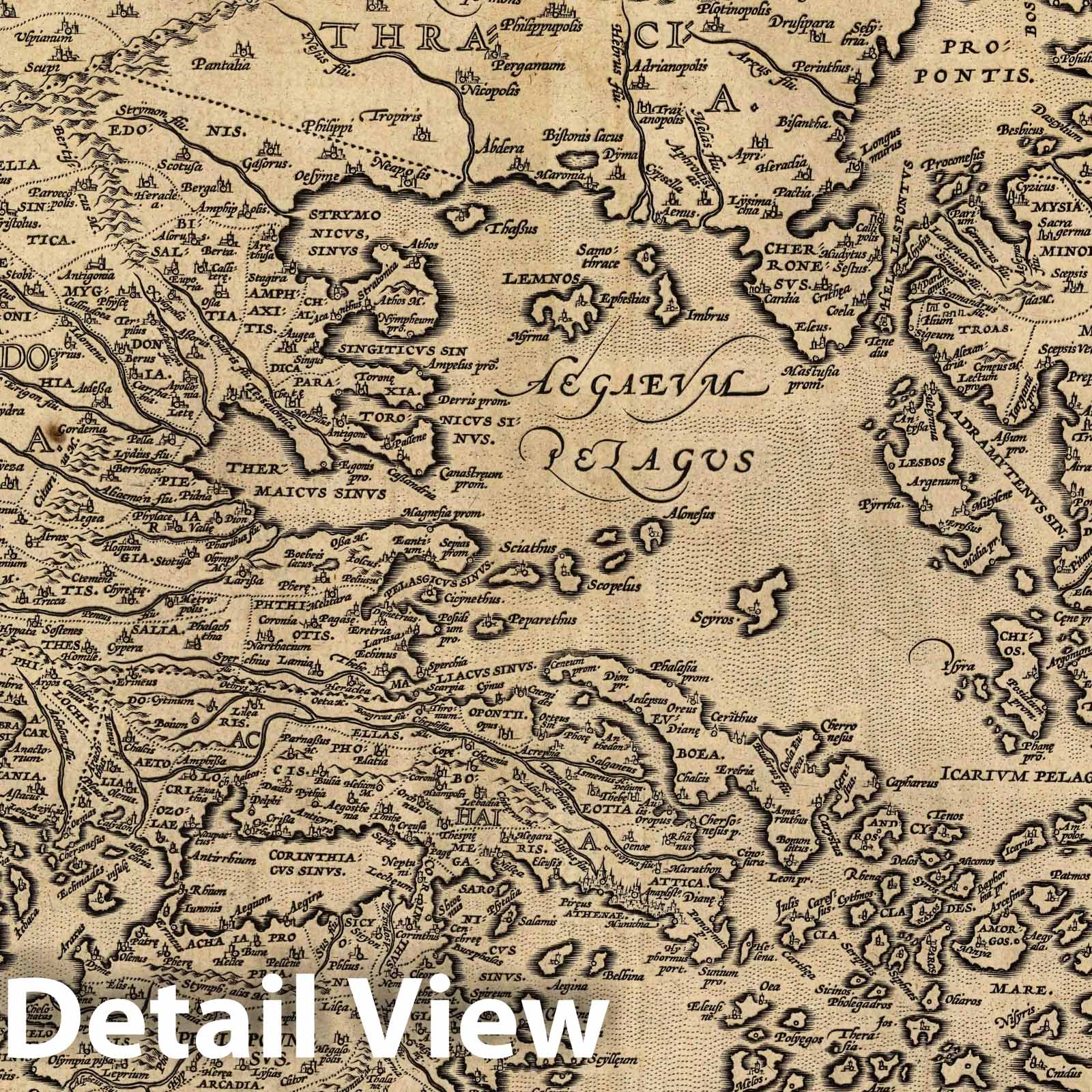 Graecia, Sophiani, 1592 - Ortelius Ancient Greece Map Print