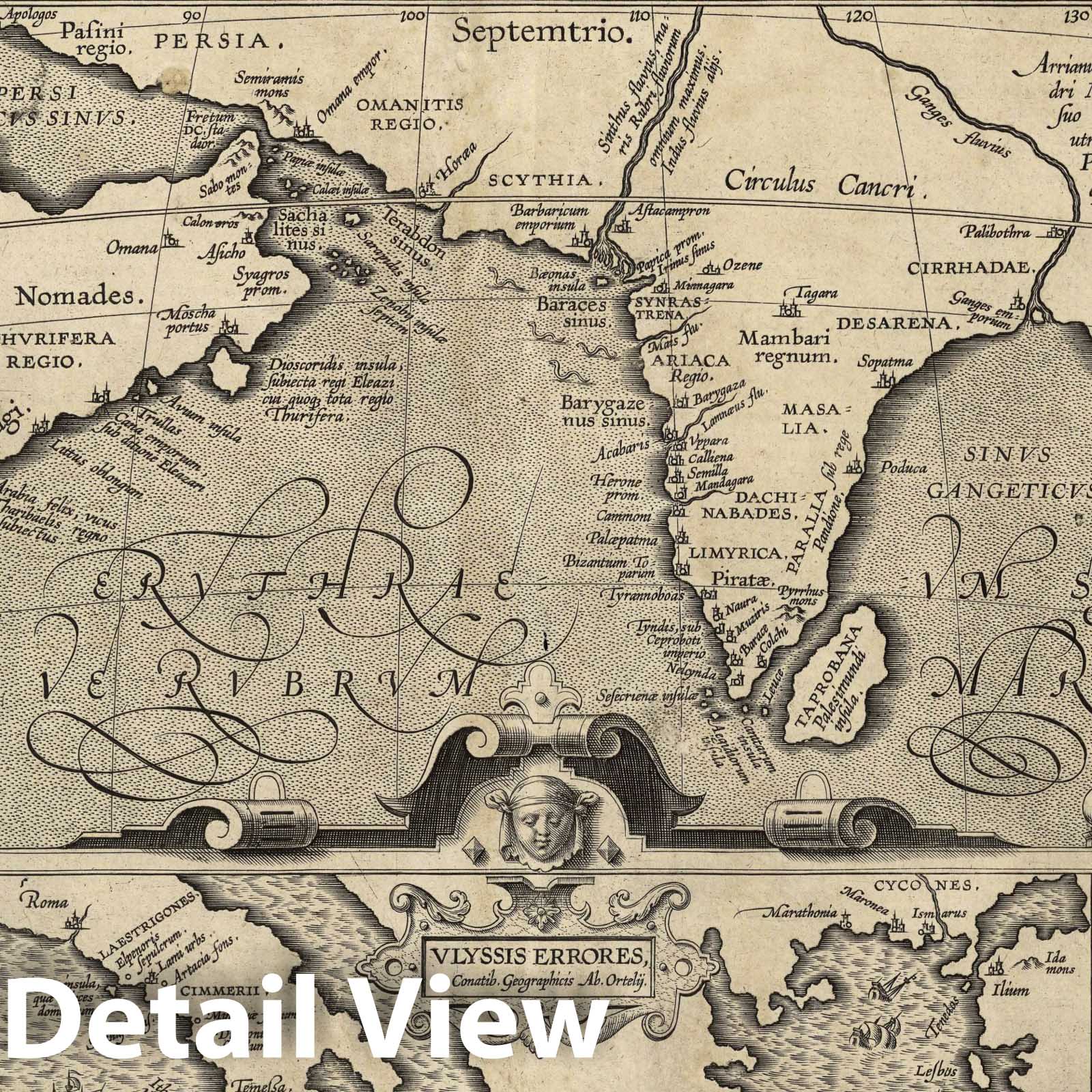 Historic Map : India, Indian Ocean (xxxvi) Erythraei Sive Rubri Maris Periplus, 1597 Atlas , Vintage Wall Art