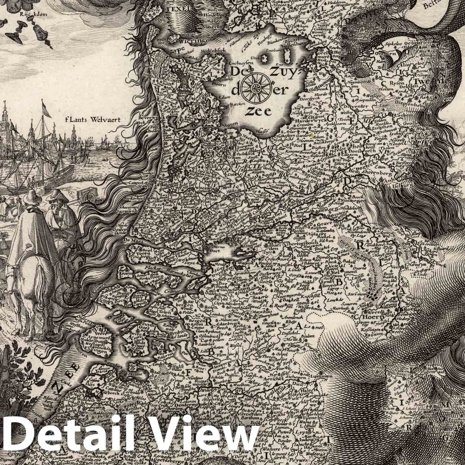 Low Countries - Pictorial Map, 1611 - Historical Map Print