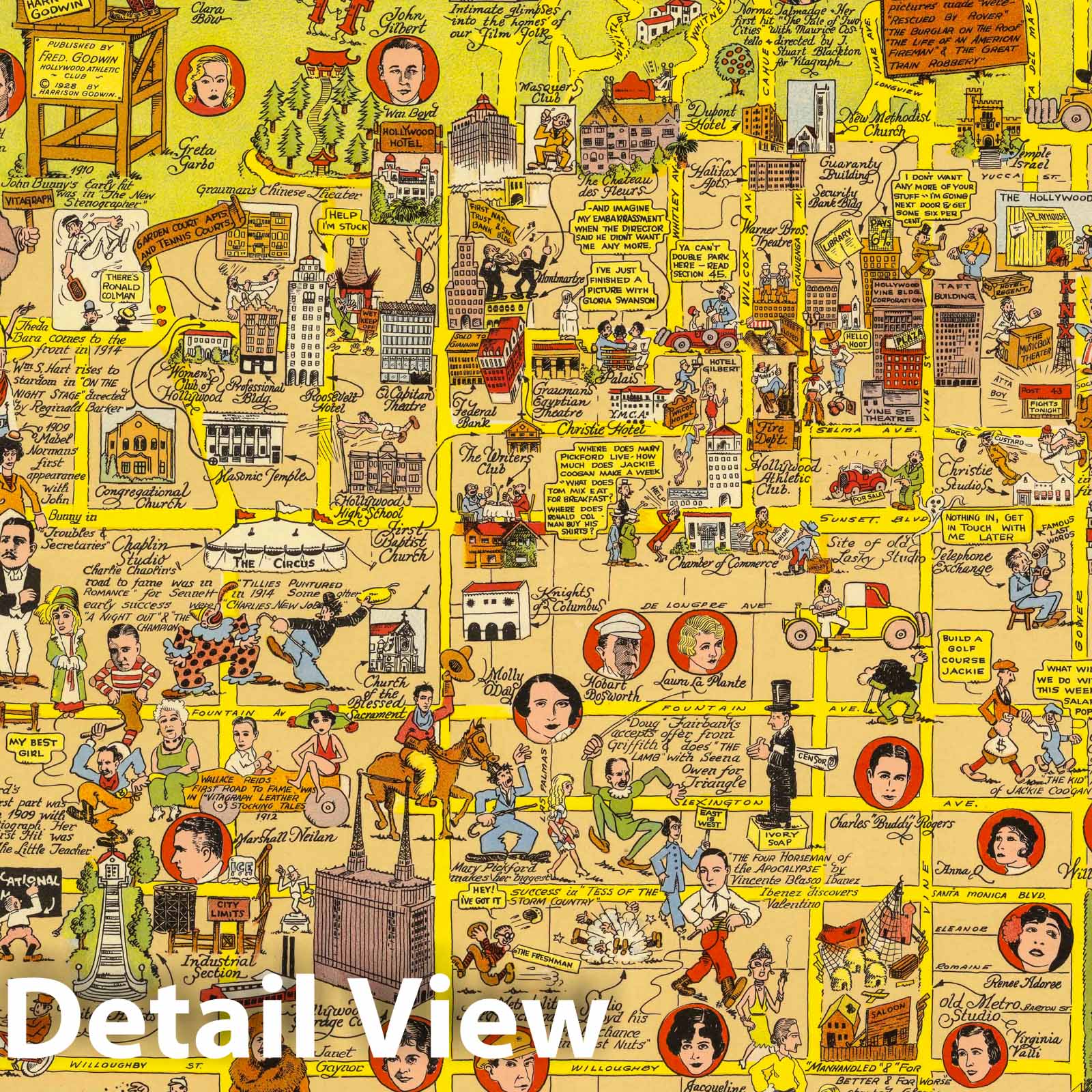 Hollywood, California - Pictorial Map, 1928