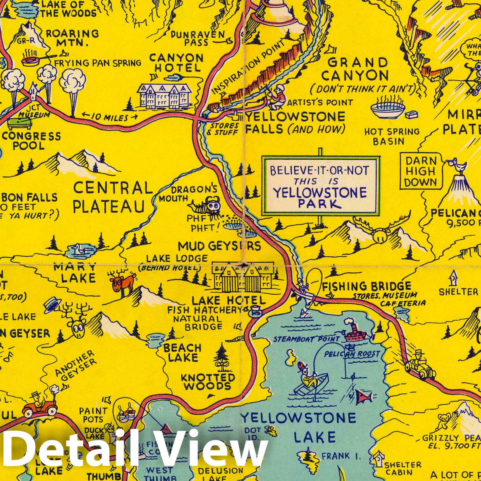 Yellowstone National Park - Pictorial Map, 1948 - Historical Map Print