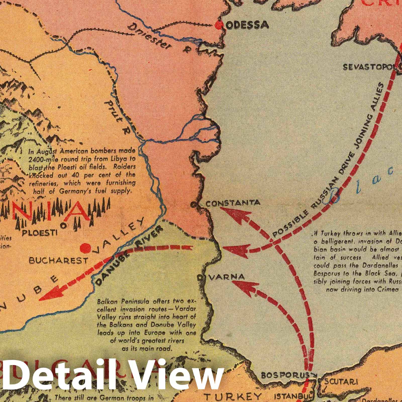 Aegean Sea and Balkan Peninsula - Pictorial Map, 1943